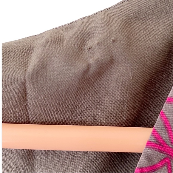 Moncollet 100% Silk Gray Sheath Dress with Pink Pattern Women's Size 2 - Picture 13 of 13